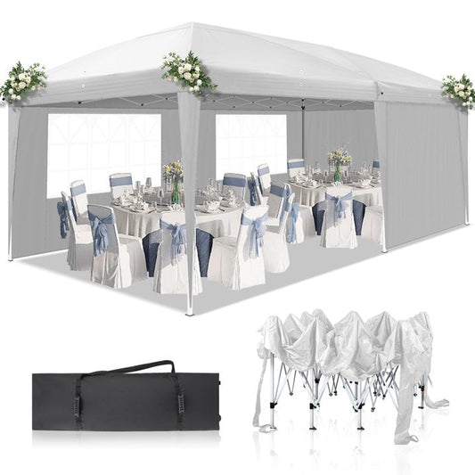 BTMWAY 10  20ft Pop up Canopy Tent Outdoor, Event Canopy Tent with 6 Removable Sidewalls and 4 Windows, Outdoor Tent for Backyard Party, Wedding Gazebo Tent with Upgrade Raised Roof and Carry Bag