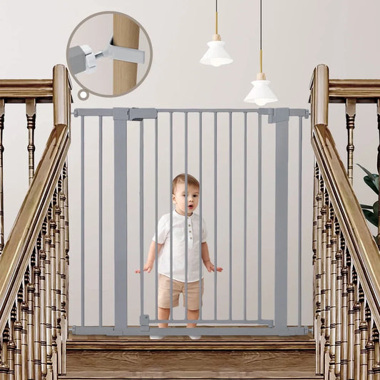 Baby Safety Gate, 36 Tall, 29.5-40.6 for Stairs and Doorway,Pressure Mount Baby Gate for Ages 6 to 36 Months, Gray