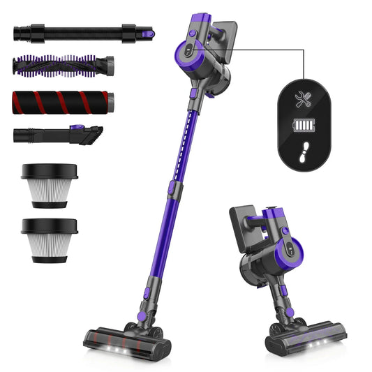 YOMA Cordless Vacuum Cleaner, 350W 30Kpa 45 Mins Runtime Powerful Stick Vacuum, 6 in 1 Handheld Vacuum for Home Pet Hair Carpet Hard Floor V90 (Purple)
