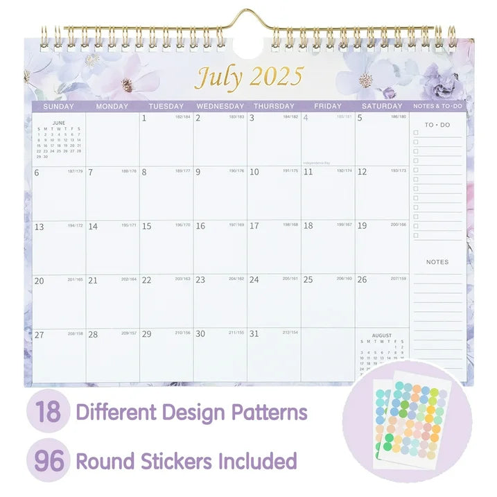 Deli 2025-2026 Wall Calendar, 11" x 8.5", Thick Paper with Julian Dates and Block for New Year and Christmas Presents, Monthly planner for Office Home Planning & Organizing,Color Design