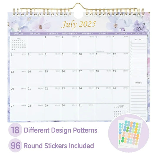 Deli 2025-2026 Wall Calendar, 11" x 8.5", Thick Paper with Julian Dates and Block for New Year and Christmas Presents, Monthly planner for Office Home Planning & Organizing,Color Design