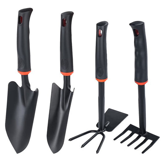 Goobetter 4-Piece Aluminum Alloy Garden Tool Set - Heavy Duty Black Coated Kit for Indoor/Outdoor Planting & Weeding