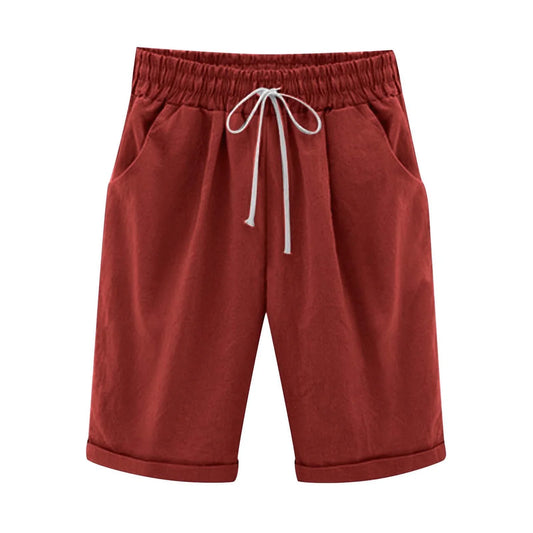 Kaemgyyd 2025 Womens Summer Shorts Casual Comfy Cotton Linen Drawstring Beach Shorts Lightweight Elastic Waist Shorts with Pockets