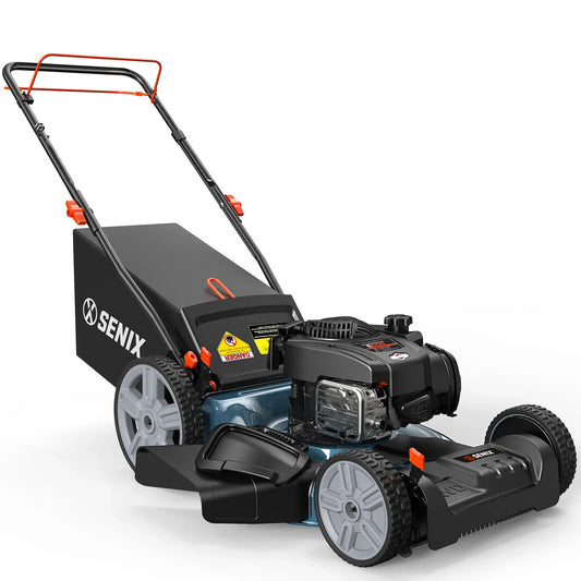 SENIX 21 Self Propelled Gas Lawn Mower, 150 cc 4 Cycle Made in USA Briggs   Stratton Engine Push Mower, 3 In 1, 6 Position Height Adjustment, 11 In Rear Wheels, LSSG M1