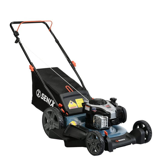 SENI 21 Gas Lawn Mower, 140cc 4 Cycle Made in USA Briggs  Stratton Engine Push Mower, 3 In 1, 6 Height Adjustments, 11 Rear Wheels, LSPG M7