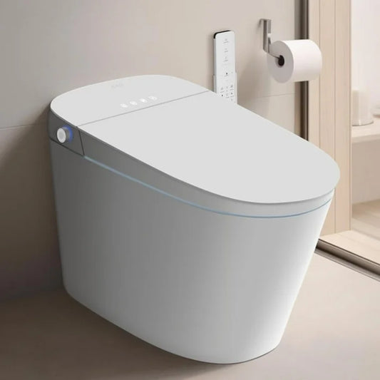 Smart Bidet Toilet Built in Tank,Comfortable Seat Height, Dual Flush Elongated Toilet Bidet, Foot Sensor Flush/Open Seat