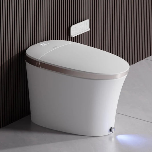 Smart Bidet Toilet with Foam Shield Splash Proof,Flash Drying,Off seat Auto Flush, Foot Kick Flush