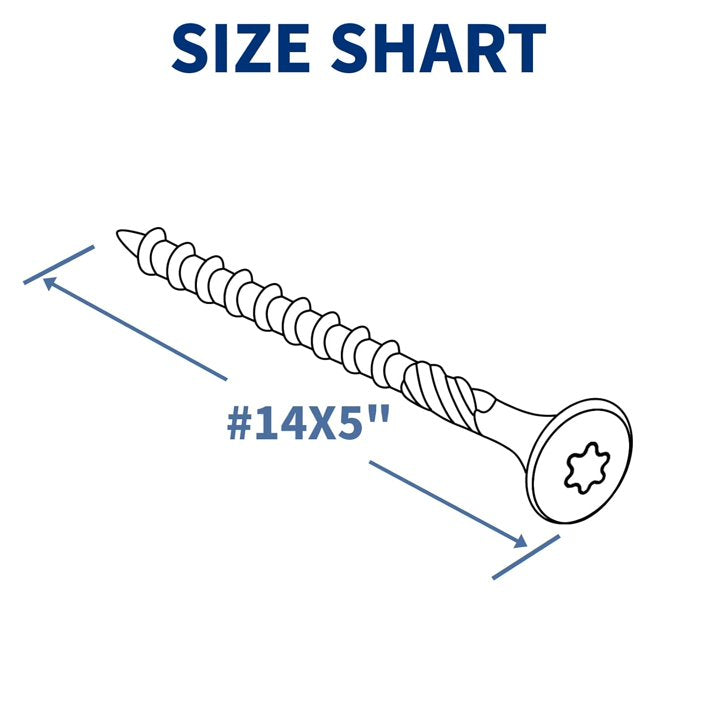 Goobetter Black Phillips Flat Head 5 Inch Wood Screws with Washers #14*5 (25PCS) - Carbon Steel, Heavy Duty, Rust Resistant - for Outdoor Furniture & Deck Building