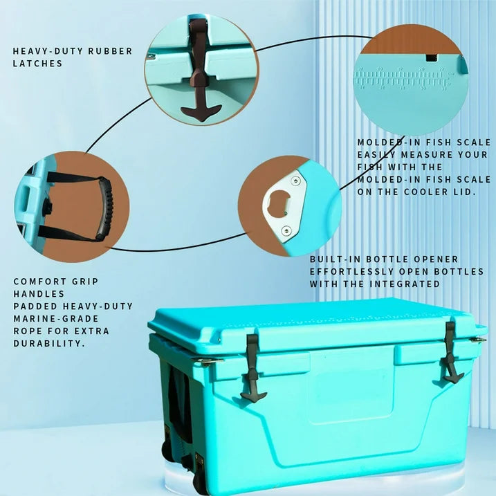 SHINPT 65QT Cooler with Wheels, Portable Ice Chest for Car, Beer Cooler Outdoor& Indoor, Travel Cooler for Drink, Beverage, Beach, Camping, Picnic, Fishing, Boat, Barbecue