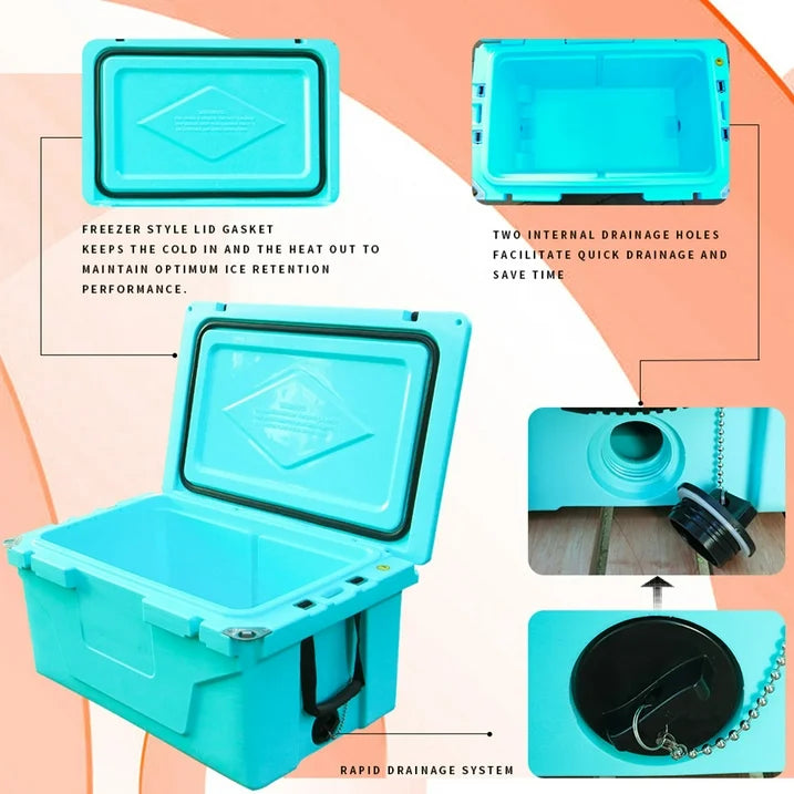 SHINPT 65QT Cooler with Wheels, Portable Ice Chest for Car, Beer Cooler Outdoor& Indoor, Travel Cooler for Drink, Beverage, Beach, Camping, Picnic, Fishing, Boat, Barbecue