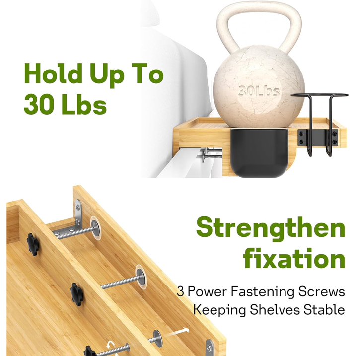 Bedside Shelf for Bed - College Dorm Room Clip On Nightstand Holder - Nightstand for Students - Bunk Bed Shelf for Top Bunk - Kids Nightstand for Bedroom