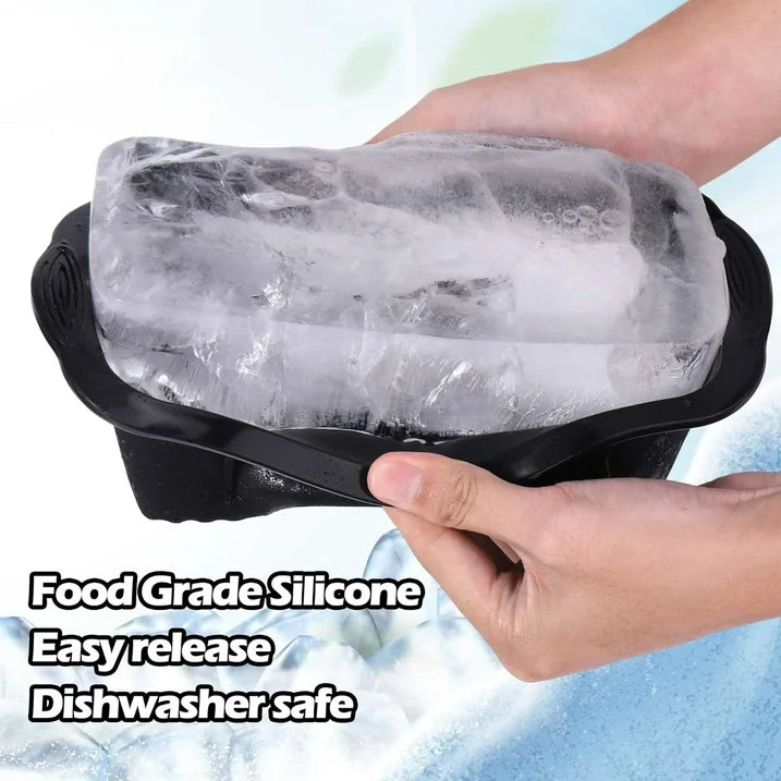 Rizulfey 4Pack Extra Large Cube Silicone Molds for Ice Bath and Pod, Reusable 2.2 lbs inch Ice Tray for Cooler (Black)