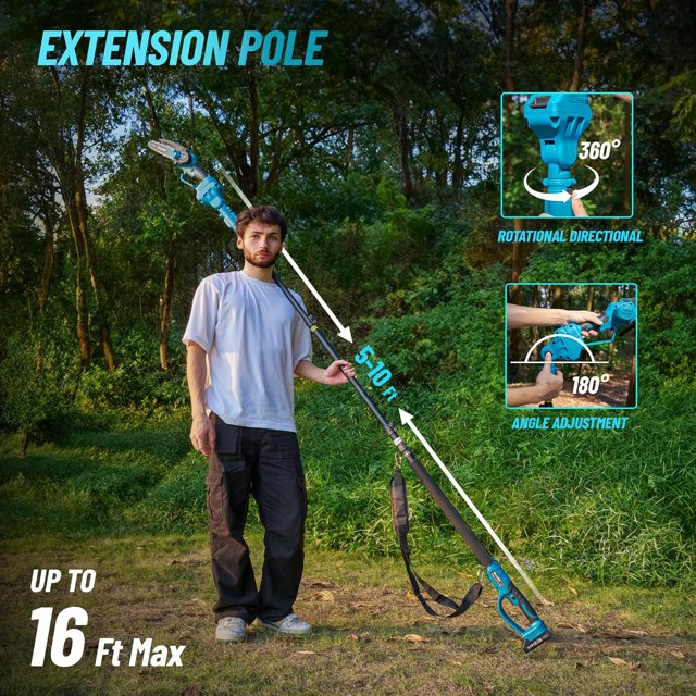 2-IN-1 Cordless Pole Saw & Mini Chainsaw, 6-Inch Brushless Chain Saw with 2x 2.0Ah Battery
