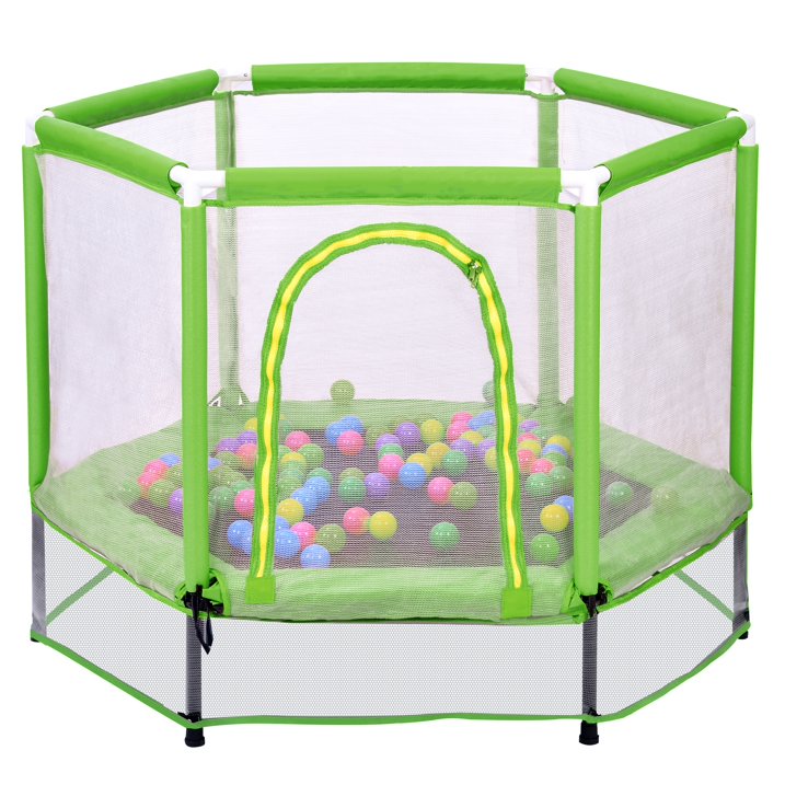 SHINPT 55 Toddlers Trampoline with Safety Enclosure Net and Ocean Balls, Indoor Outdoor Mini Trampoline for Kids Age2 9, Entertainment Trampoline for Backyard, Patio