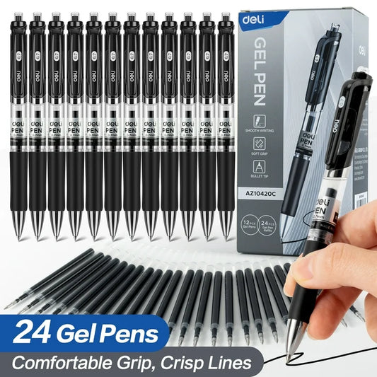 deli 36 Packs Gel Pens Black Ink, Fine Point 0.7 mm, Fast Dry for Note Taking, Home Office
