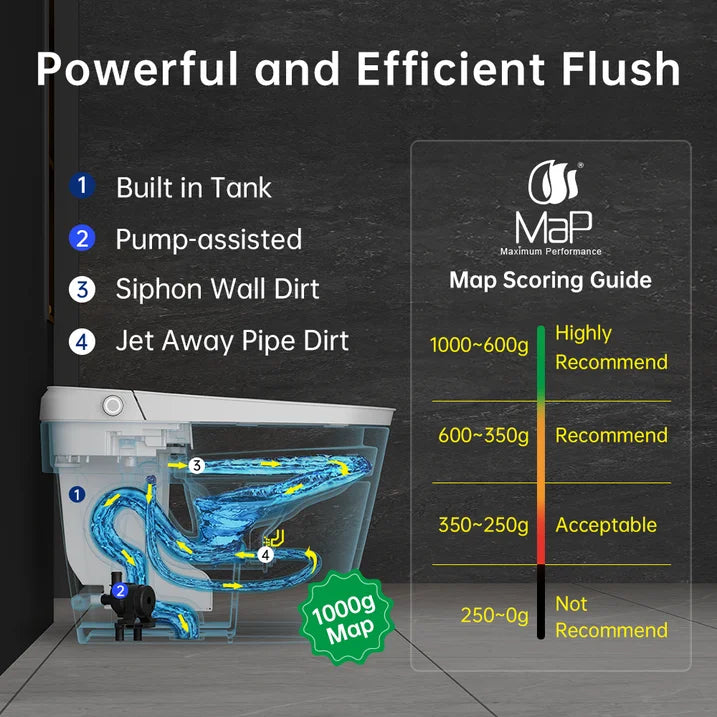 Smart Bidet Toilet Built in Tank,Comfortable Seat Height, Dual Flush Elongated Toilet Bidet, Foot Sensor Flush/Open Seat