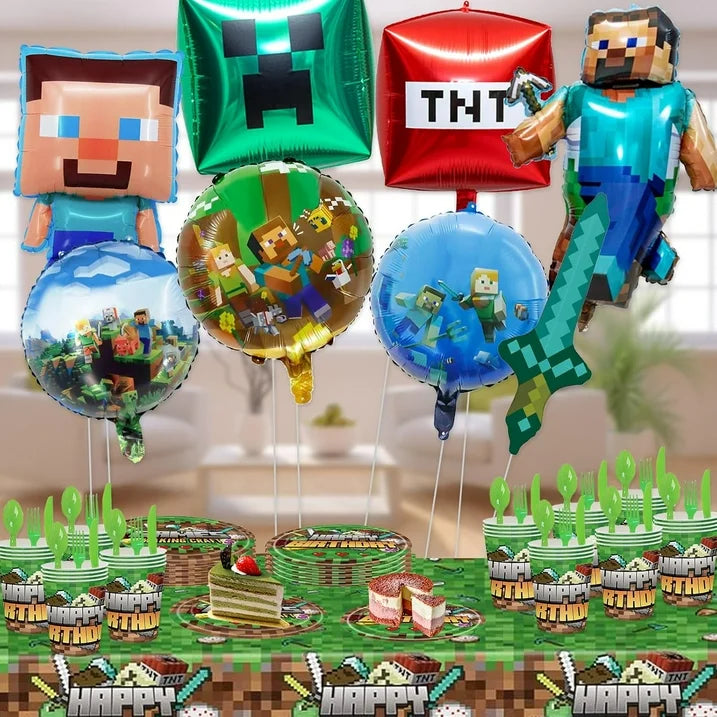 8PCS Mine Pixel Video Game Characters Foil Balloons