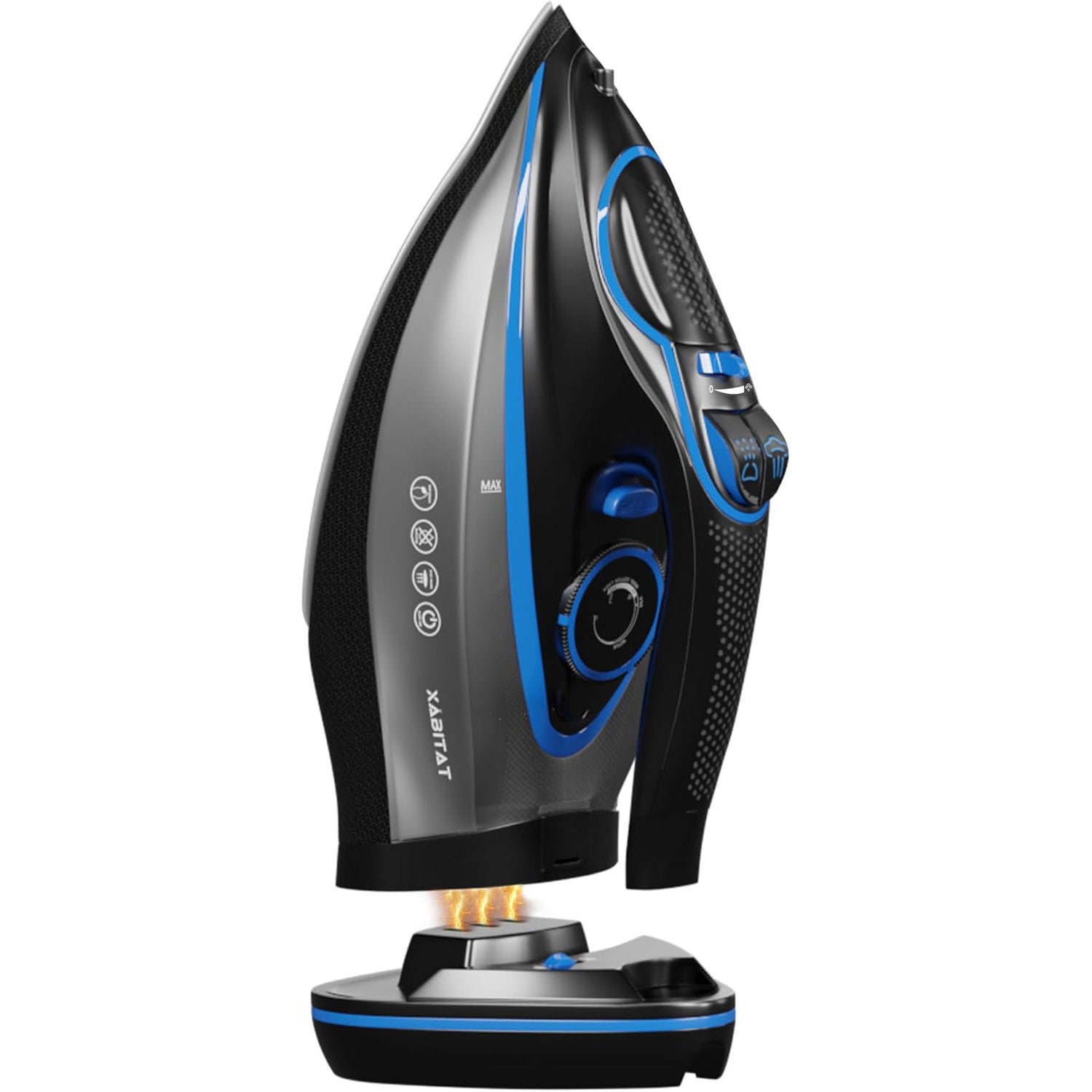 Xabitat Luxury Cordless Iron | 1500W Steam Iron | Anti Drip | Thermal Protection Technology | Nonstick Ceramic Soleplate | 2in1 Cord/Cordless | Adjustable & Vertical Steam Controller | Auto ShutOff